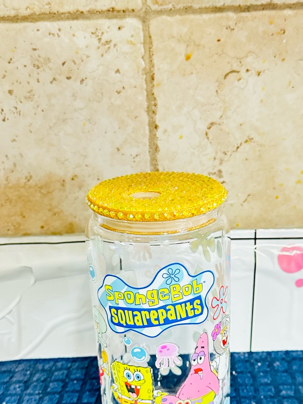SpongeBob Squarepants Yellow Sequin Jar Lid Party Accessory